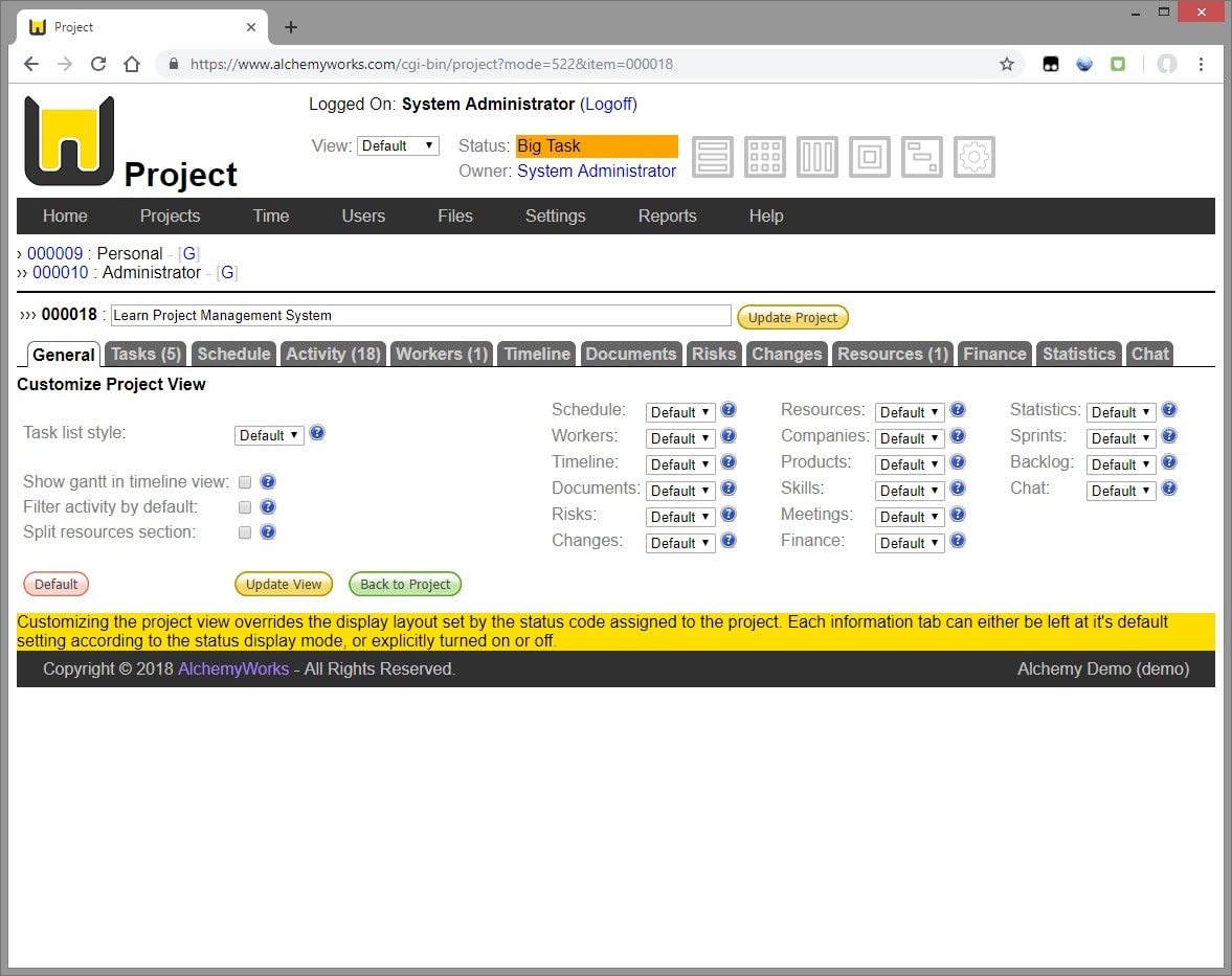 Project Layout Customization