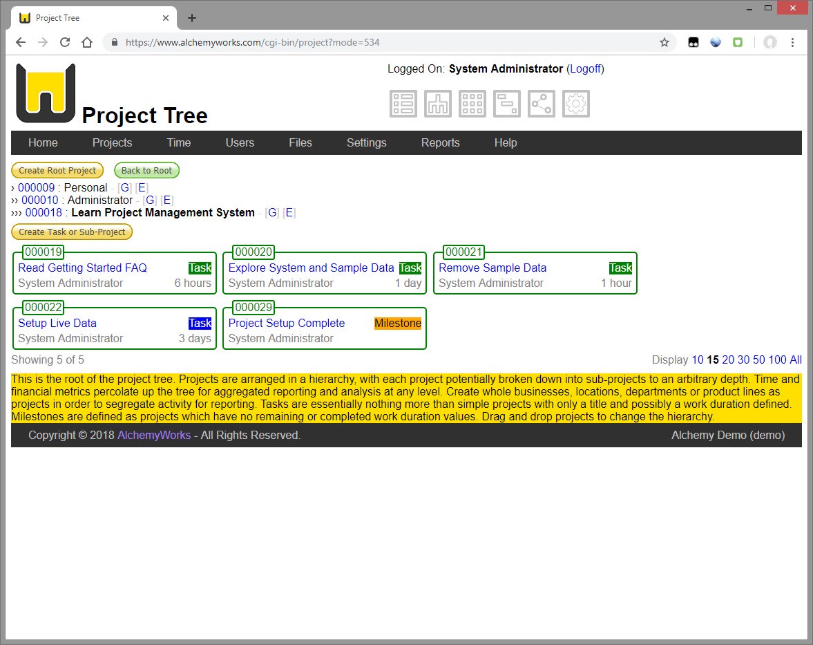 Project Tree Cards