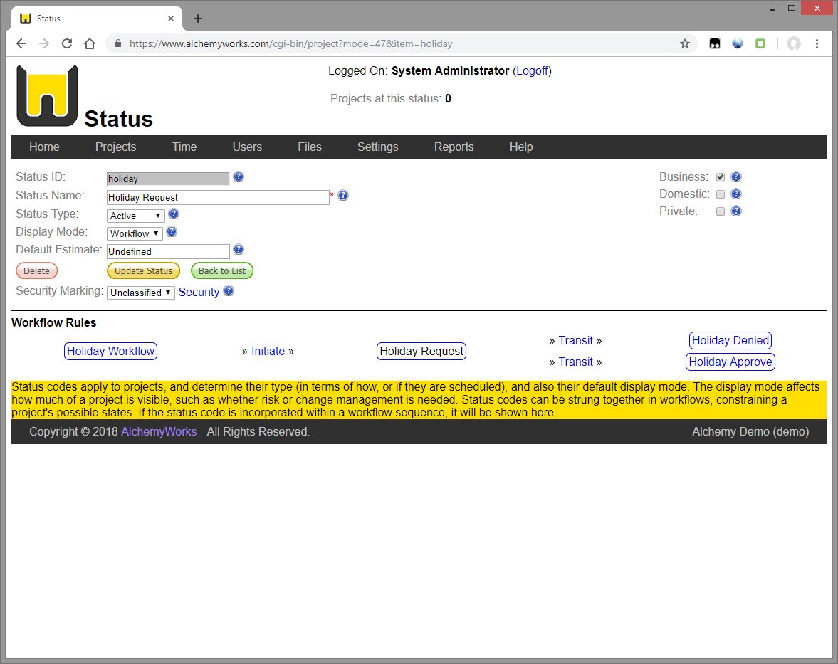 Project Status Workflow