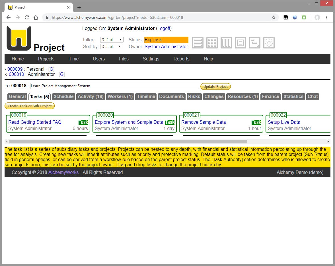 Task List in Stack View